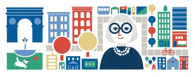 GoogleDedicóunDoodle a Jane Jacobs El 4 De Mayo de 2016，Coincidiendo Con El 100 Aniversario de su Nacimiento。